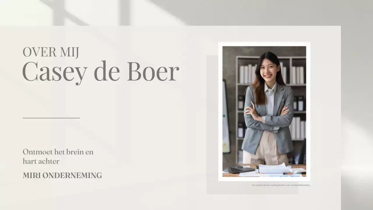 Schoon esthetisch Over mij profiel introductie presentatie voor professionals