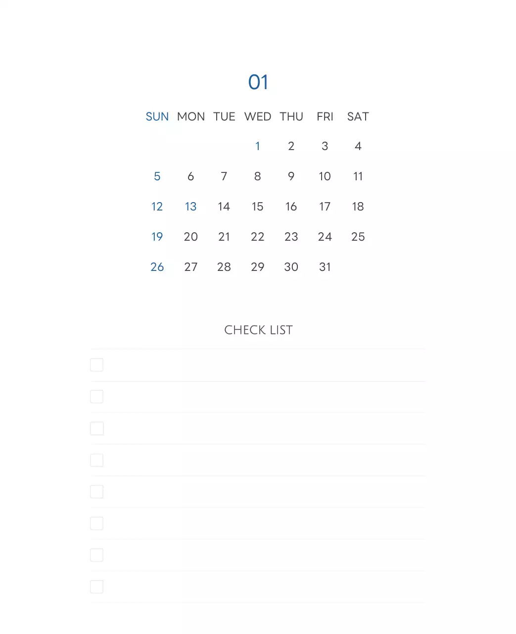 白と黒のシンプルな2025年版数字卓上カレンダー