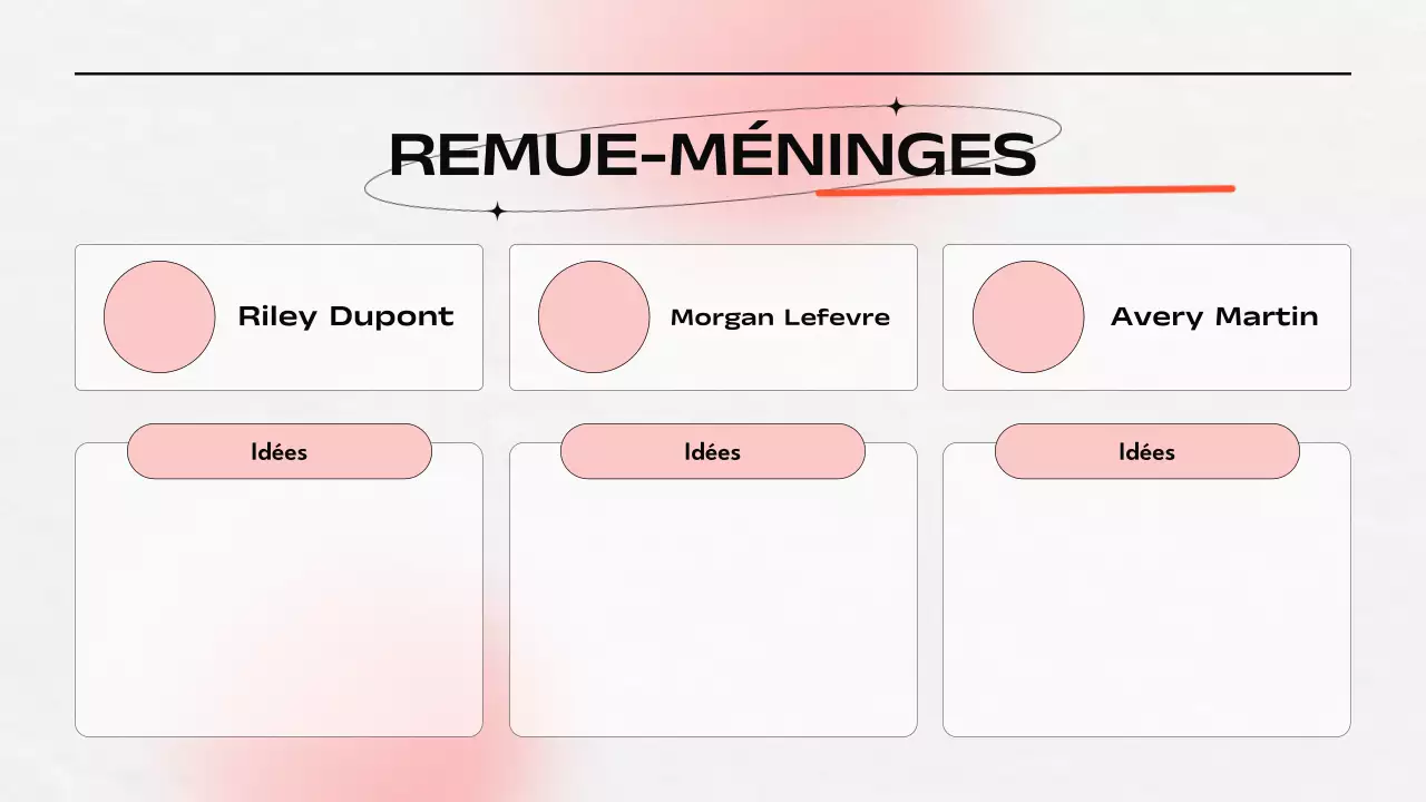 Présentation du remue-méninges orange et gris