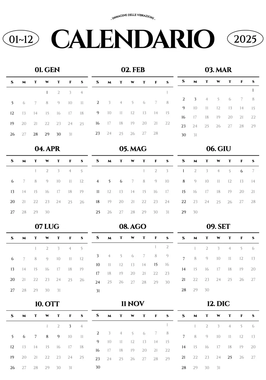 Calendario predefinito in bianco e nero