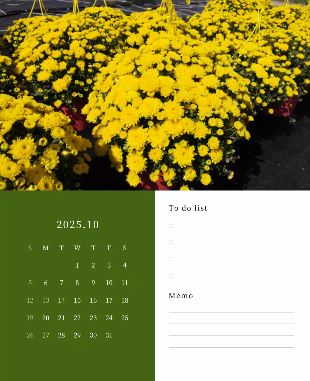 カラフルで高級感のあるフラワーカレンダー