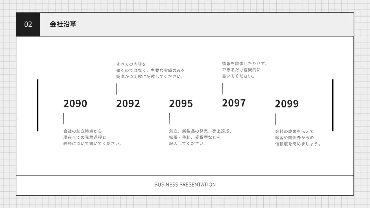 白黒 シンプル 事業 計画書 プレゼンテーション