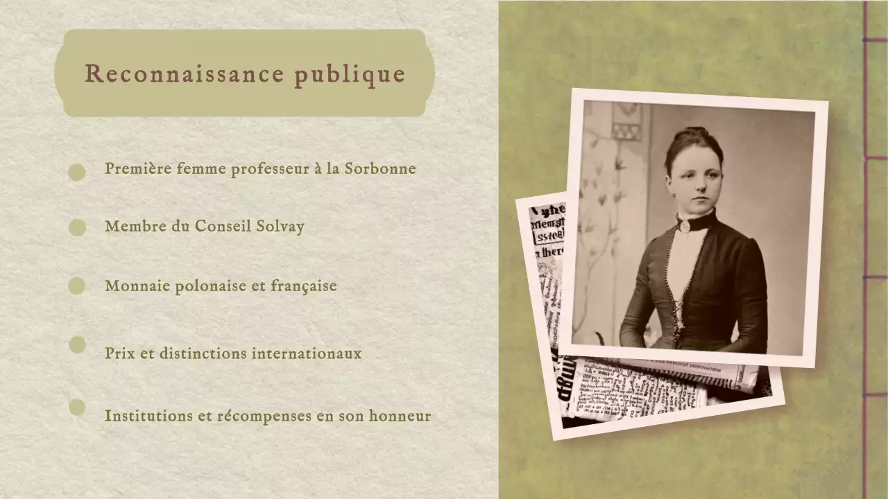 Classique Vintage Présentation de l'histoire de Marie Curie
