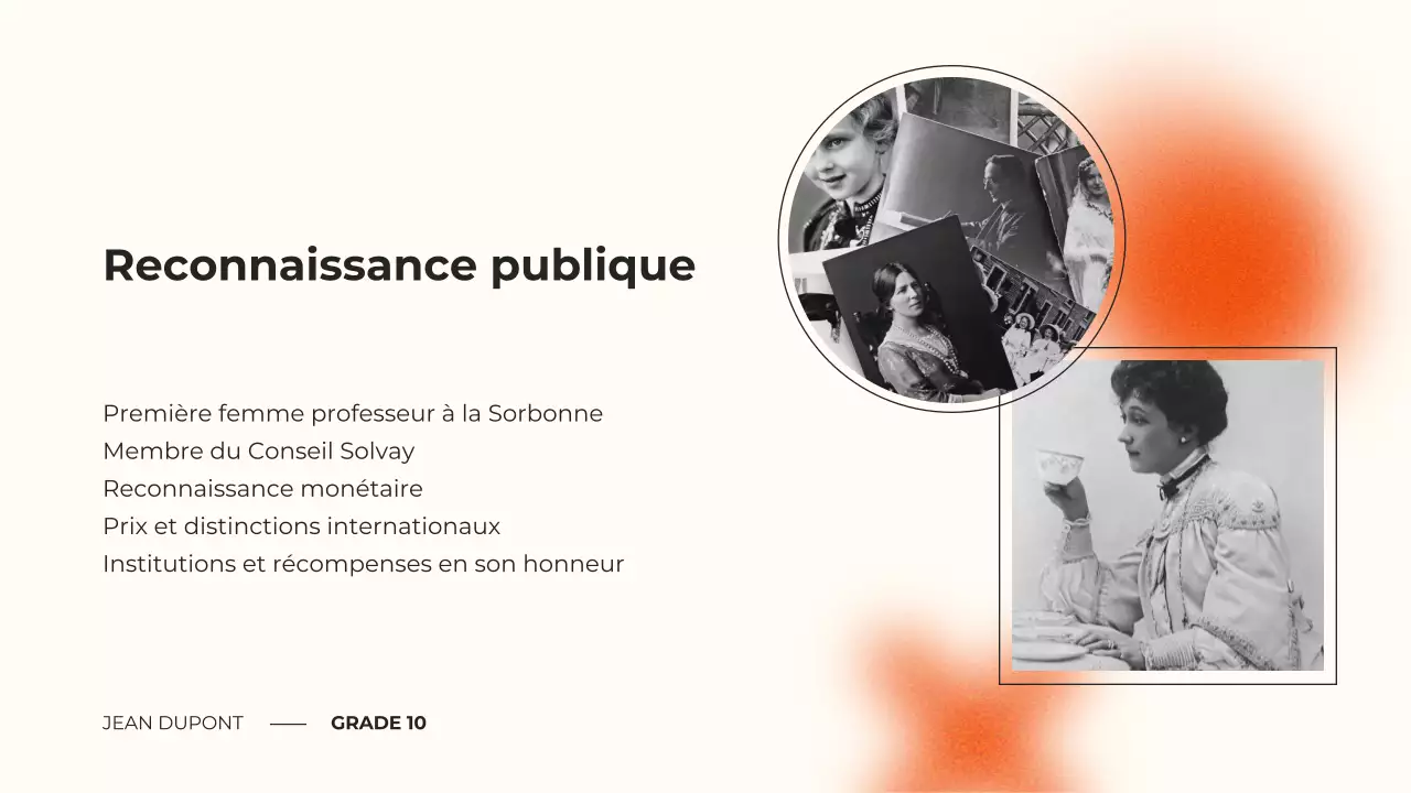présentation du cours de biographie moderne noir et orange
