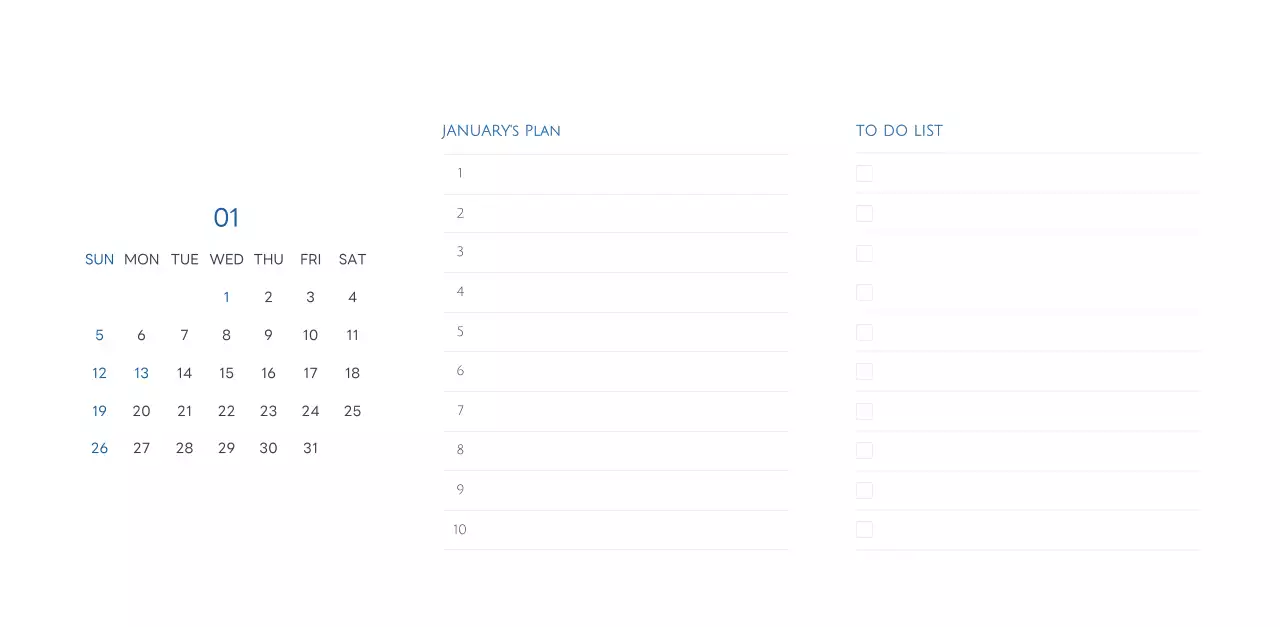 白と黒のシンプルな2025年版数字卓上カレンダー