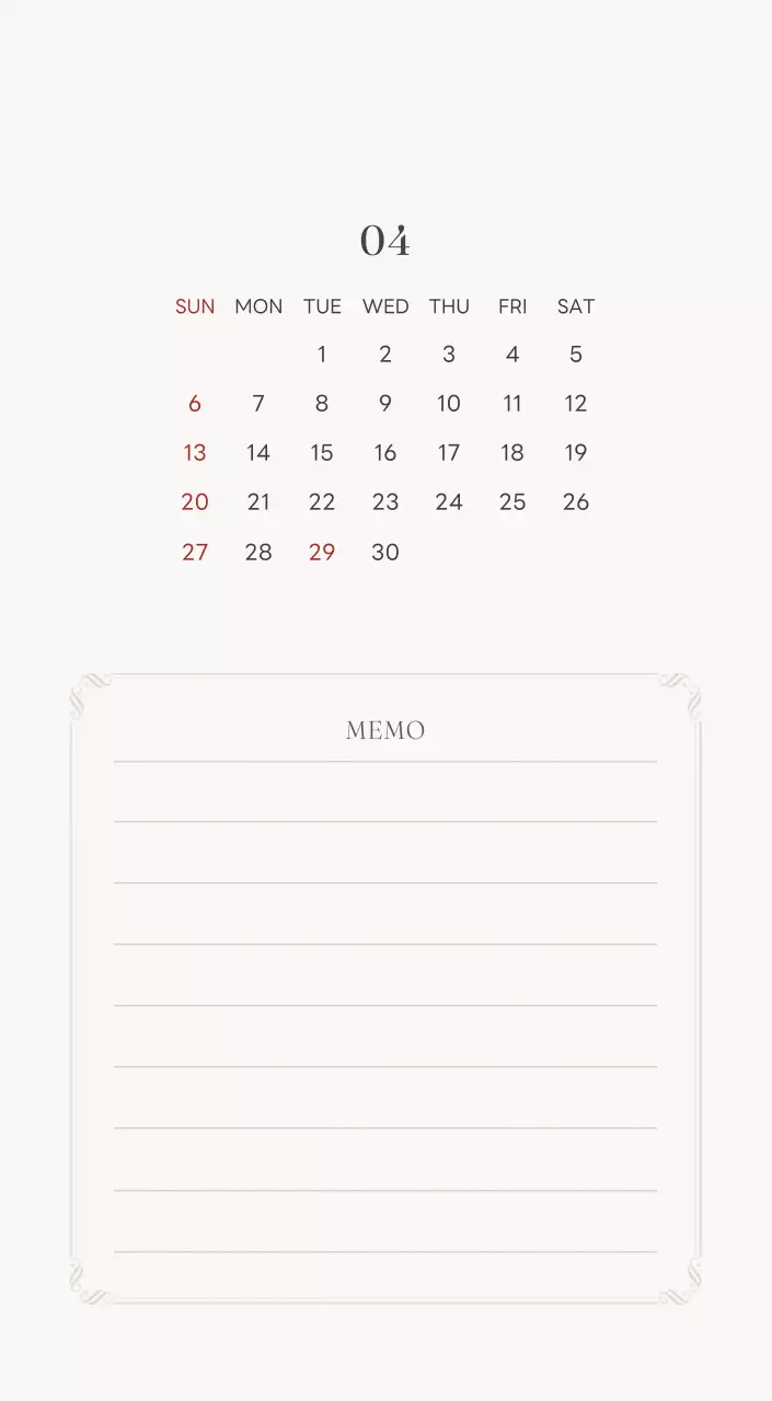 アイボリーとグリーンのシンプルな2025年花柄卓上カレンダー