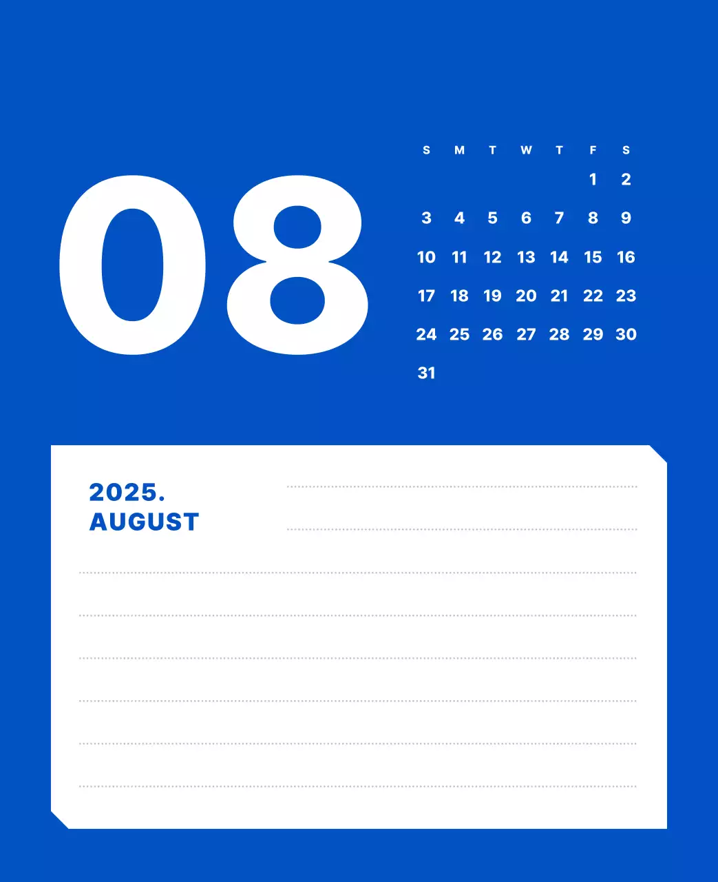 カラフルでシンプルな数字カレンダー