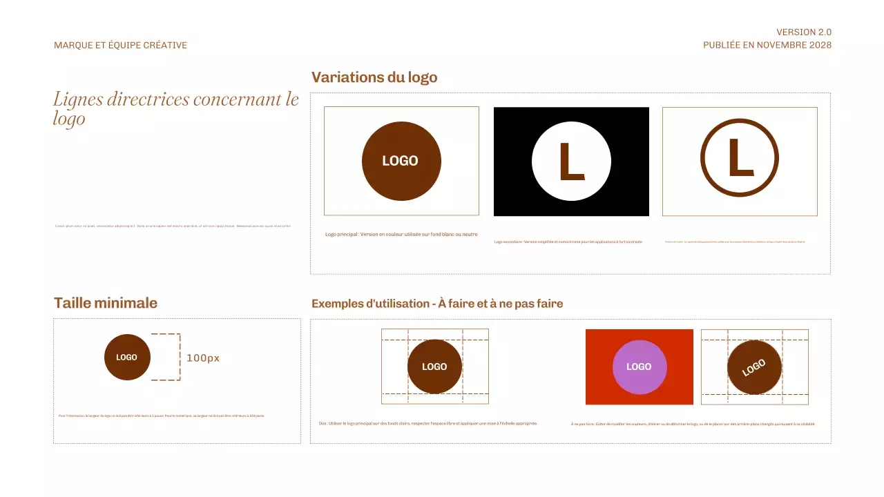 ligne directrice de la marque minimaliste beige