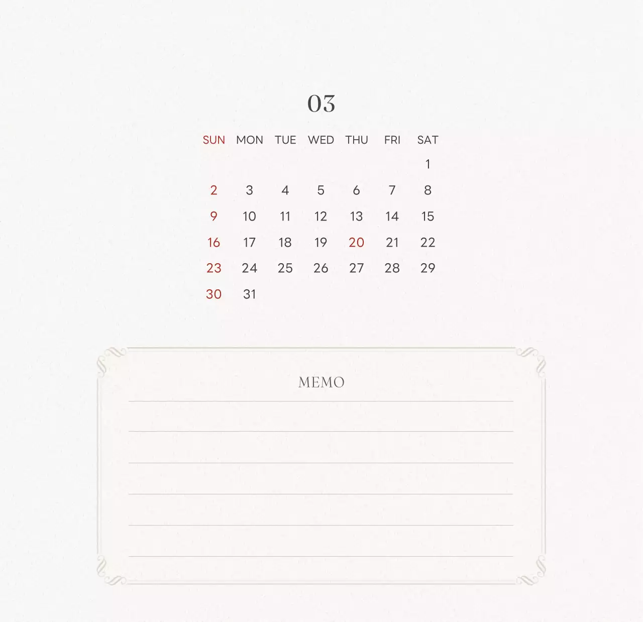 アイボリーとグリーンのシンプルな2025年花柄卓上カレンダー