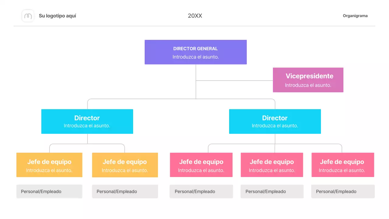 diseño infográfico de organigrama sencillo y colorido