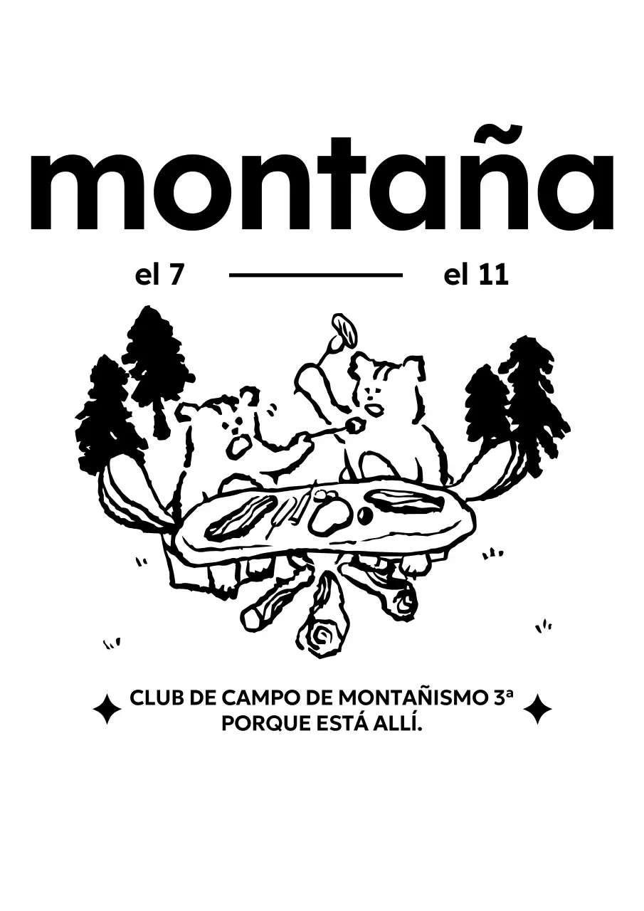 Promociona un club de senderismo vintage con una ilustración de una ardilla de camping