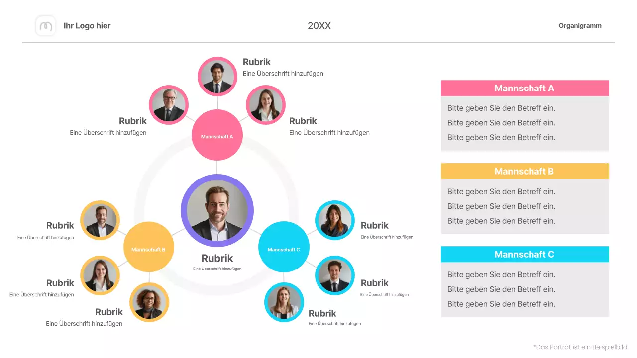 Buntes einfaches Organigramm Infografik Layout