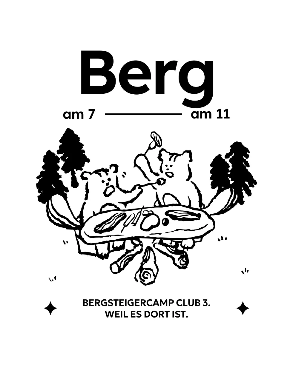 Werbung für einen Wanderverein mit einer Illustration eines Camping-Eichhörnchens