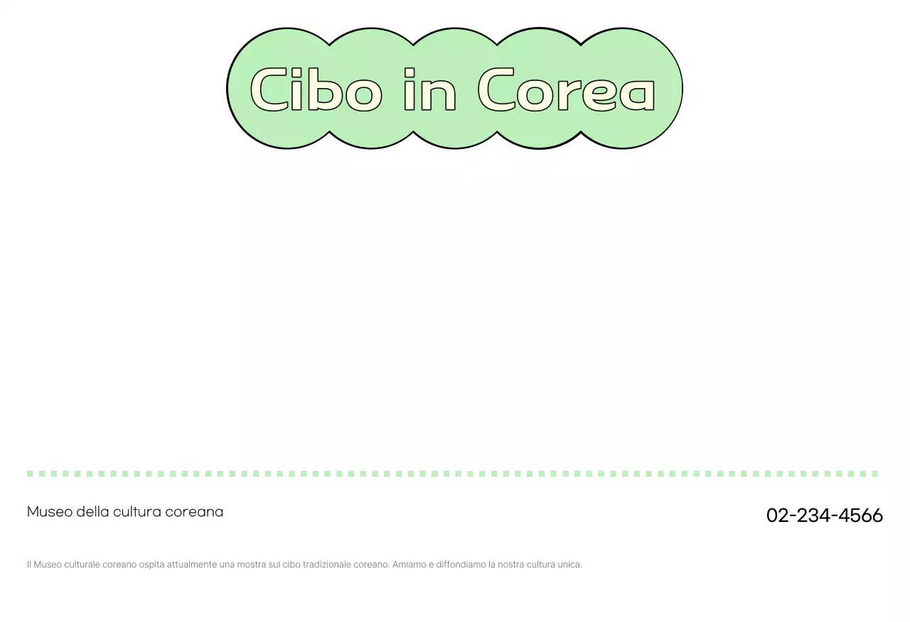 Cartolina con cibo coreano tradizionale alla menta