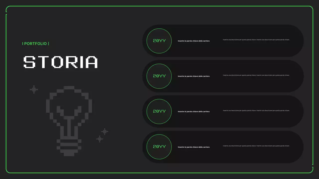 Portfolio con semplici illustrazioni pixelate in colori neon per il nuovo anno