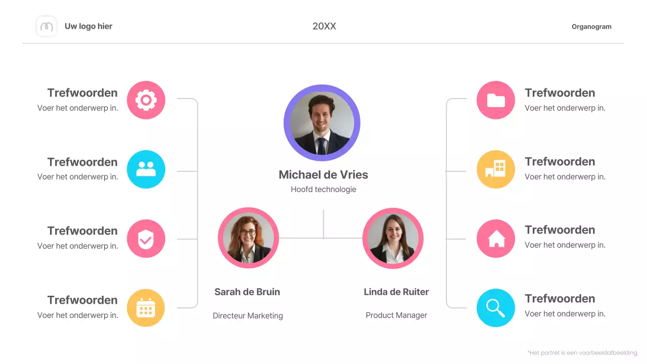 kleurrijk eenvoudig organigram infographics layout