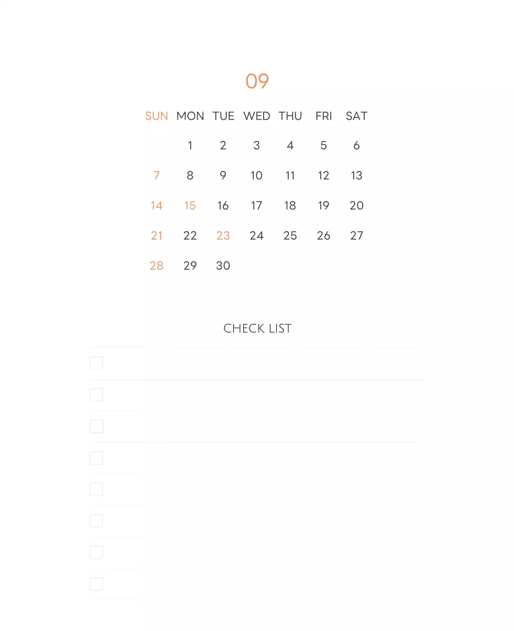 白と黒のシンプルな2025年版数字卓上カレンダー
