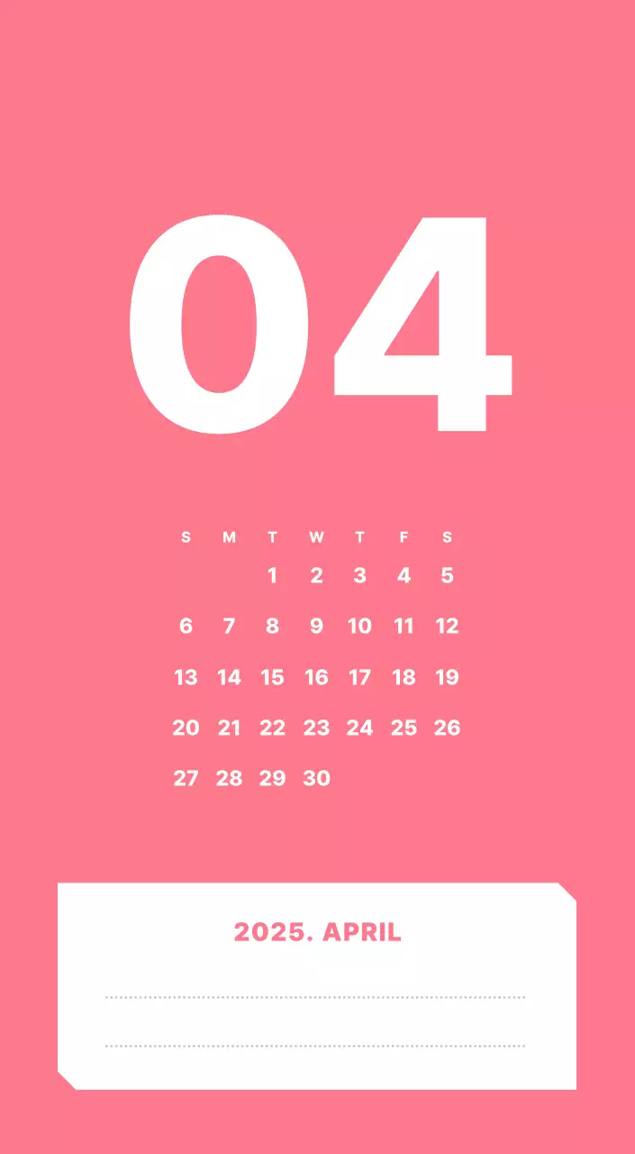 カラフルでシンプルな数字カレンダー