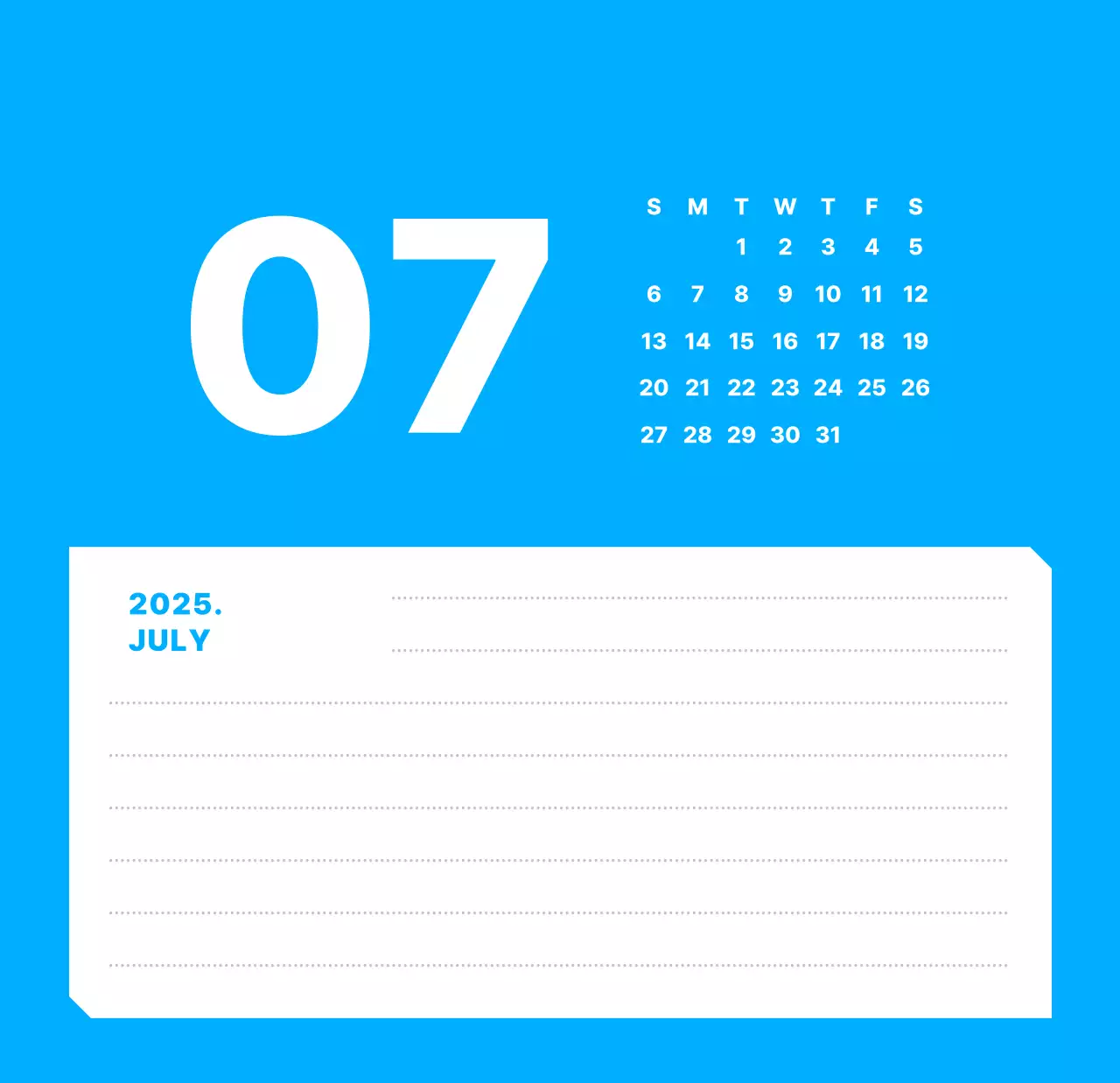 カラフルでシンプルな数字カレンダー