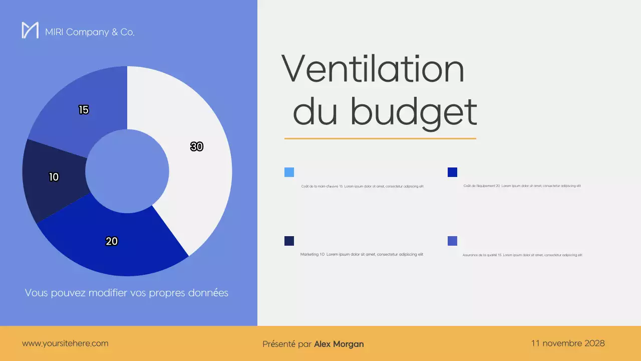 Plan d'affaires moderne en bleu et jaune