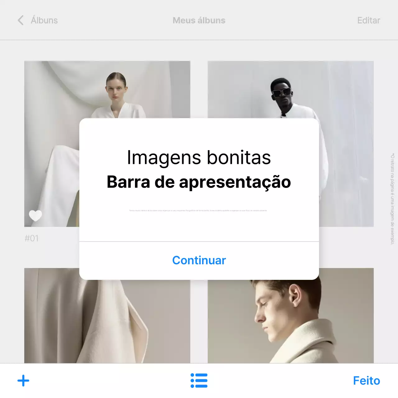Explicação da edição de fotografias minimalistas em branco