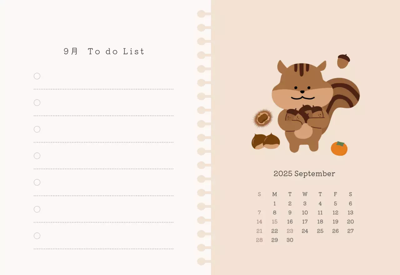 カラフルでかわいいイラストカレンダー