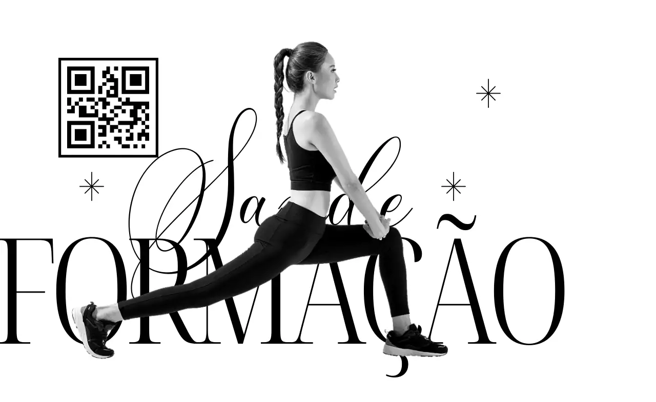 Anúncio de fitness moderno a preto e branco