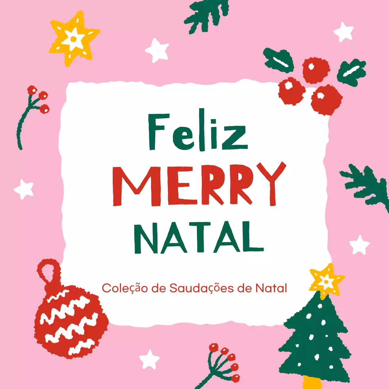 Cartão de Natal cor-de-rosa e acolhedor