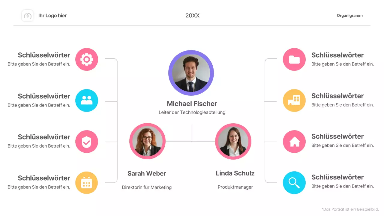 Buntes einfaches Organigramm Infografik Layout