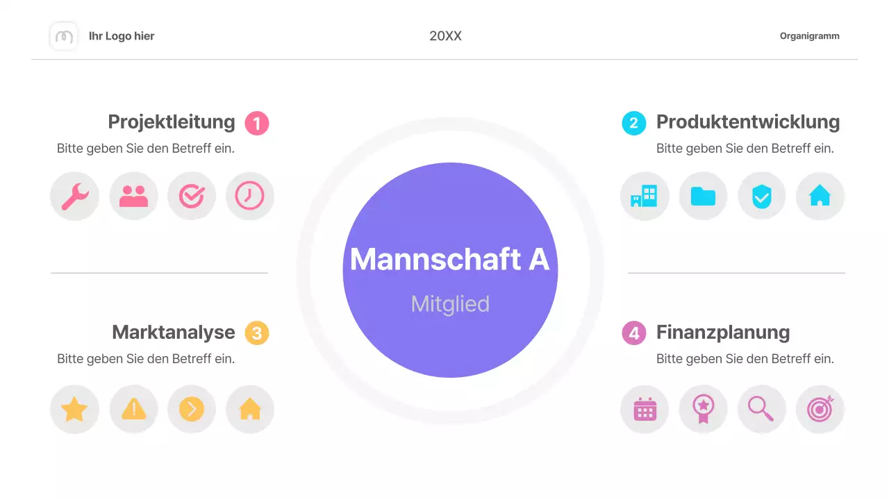 Buntes einfaches Organigramm Infografik Layout