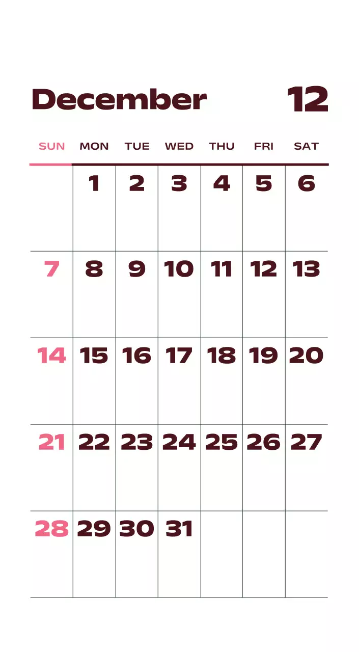 黒と白のスタイリッシュな2025年カレンダー