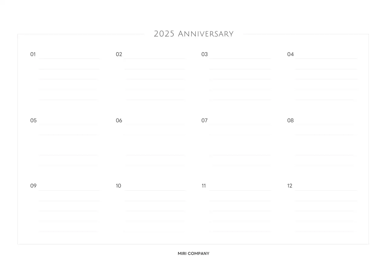 白と黒のシンプルな2025年版数字卓上カレンダー