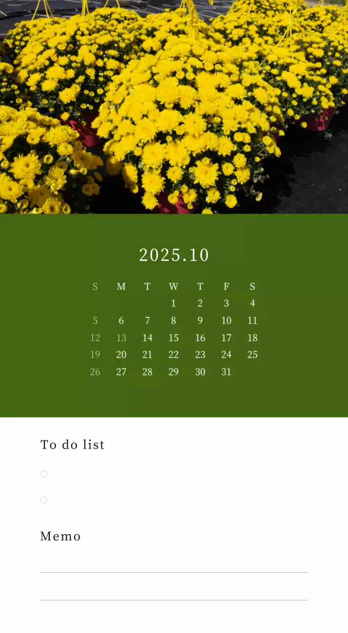 カラフルで美しい花のカレンダー
