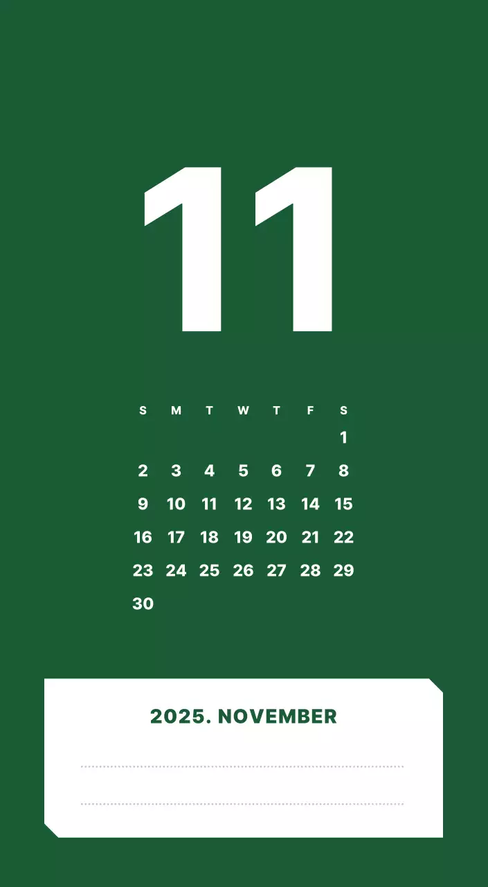 カラフルでシンプルな数字カレンダー