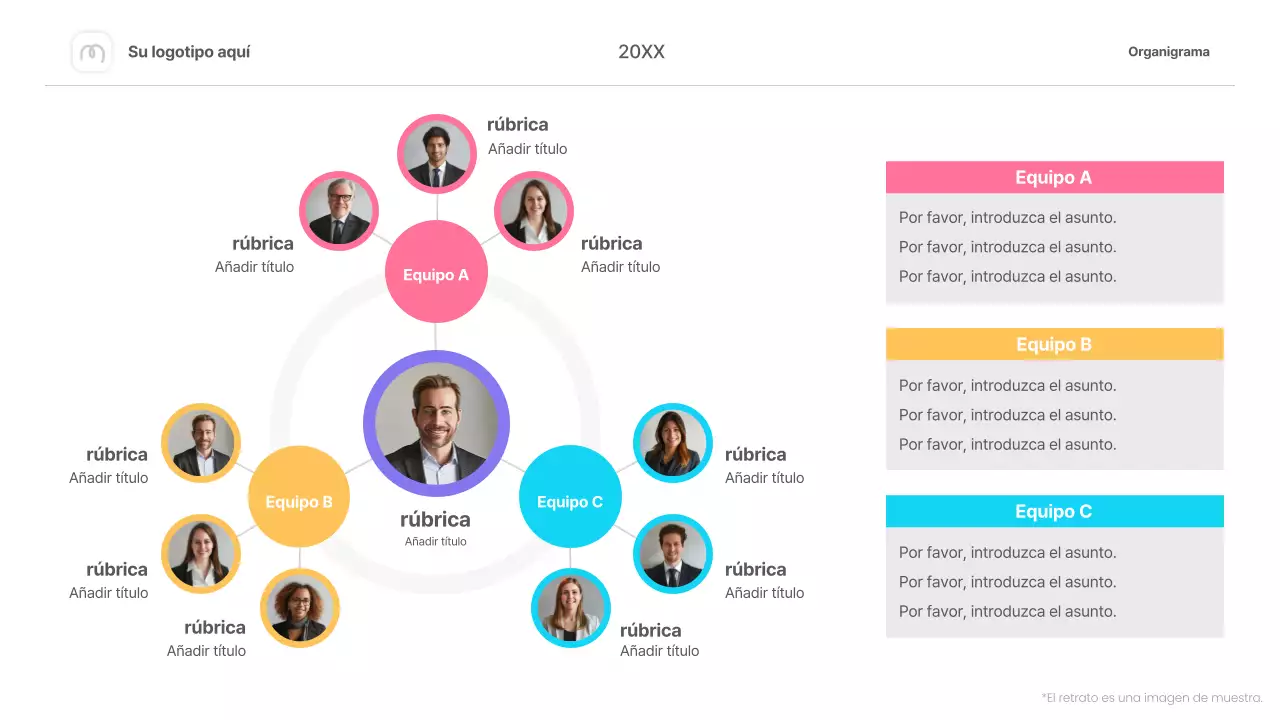 diseño infográfico de organigrama sencillo y colorido