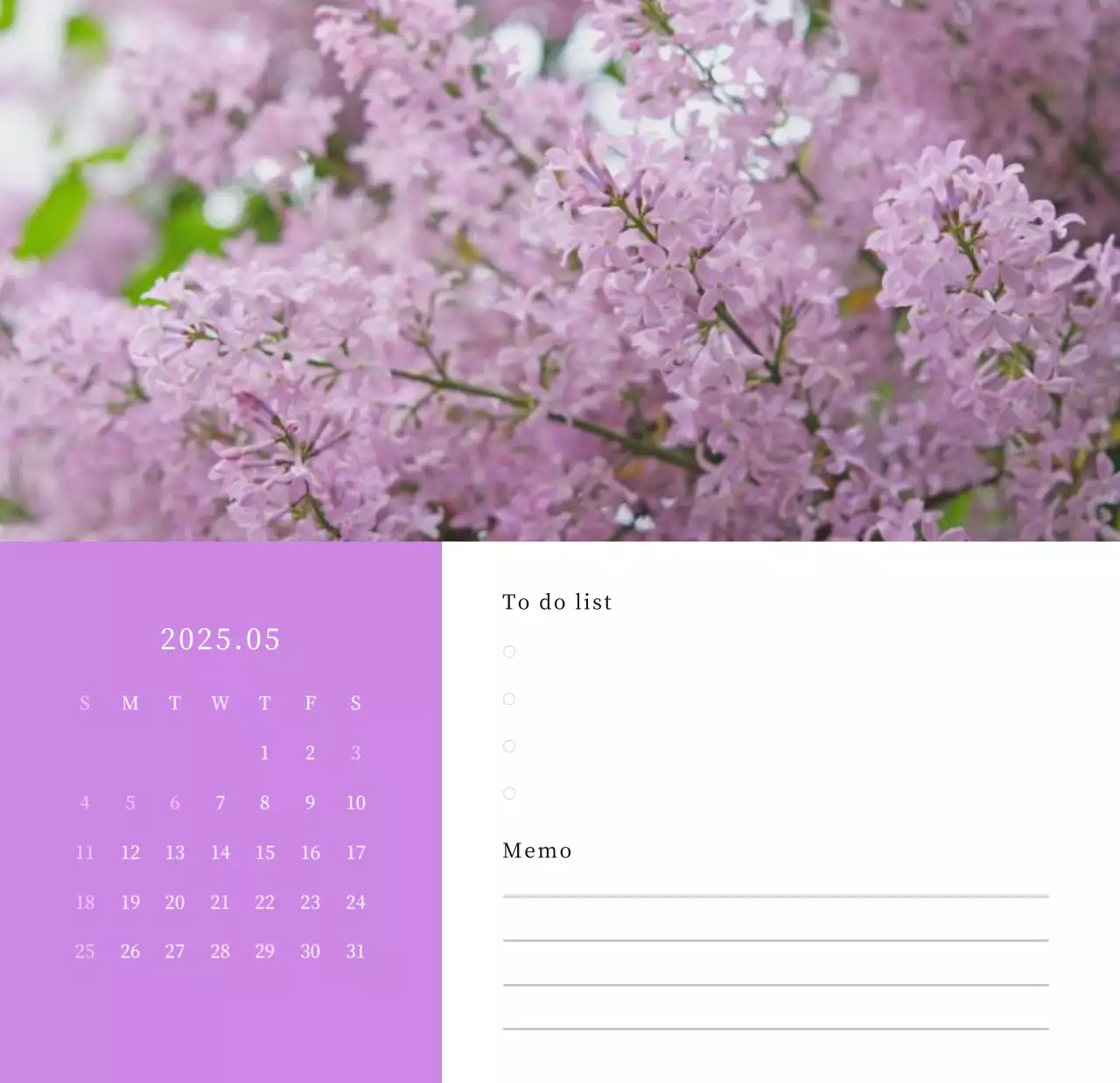 カラフルで美しい花のカレンダー