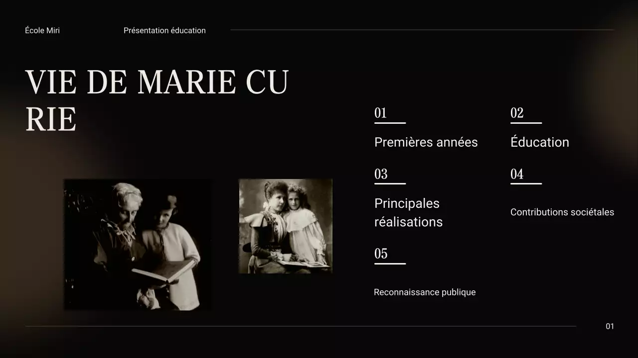 Noir et beige Vintage Minimal Exploring the Life of Marie Curie Class Material