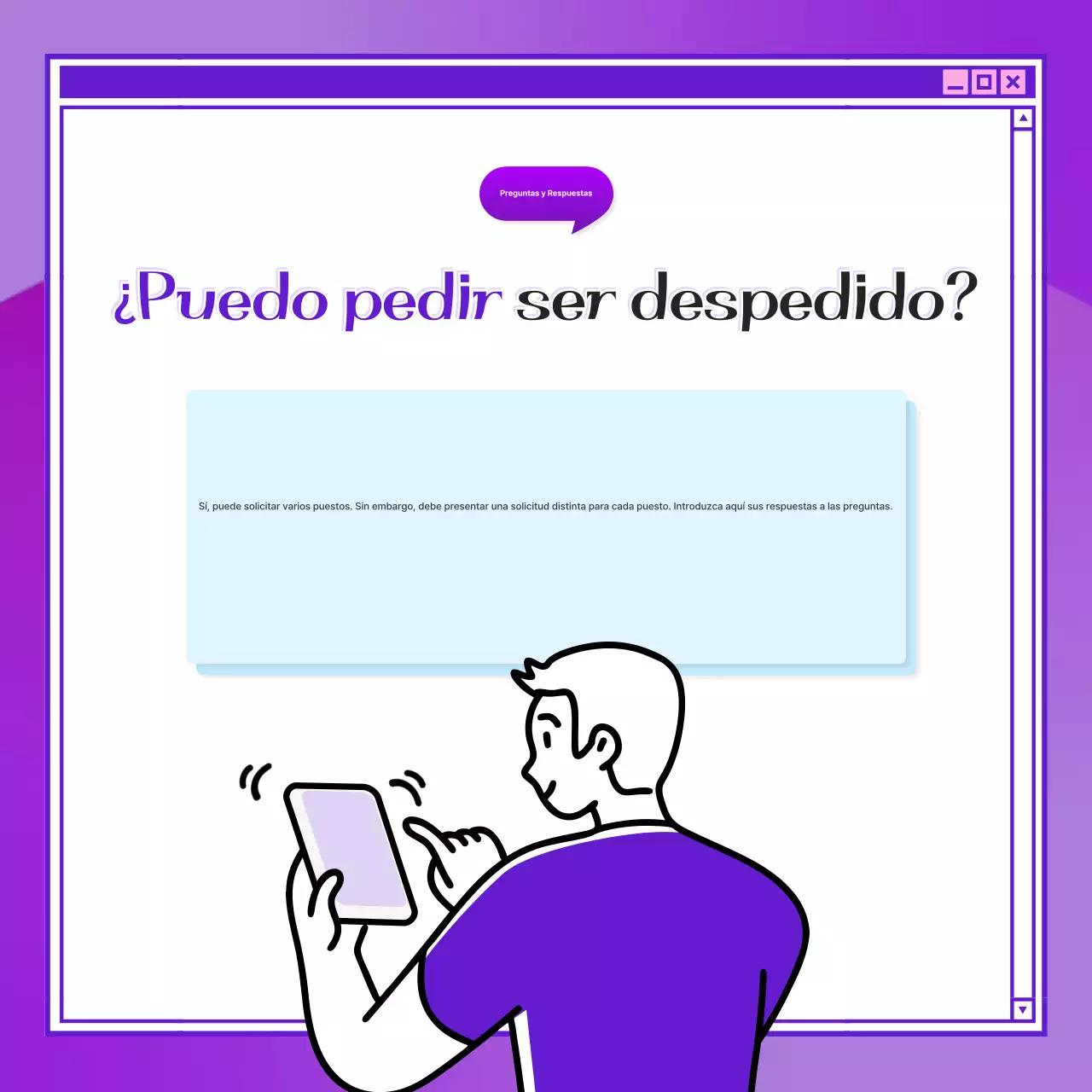 Una guía de preguntas y respuestas para la contratación, de color púrpura y kitsch