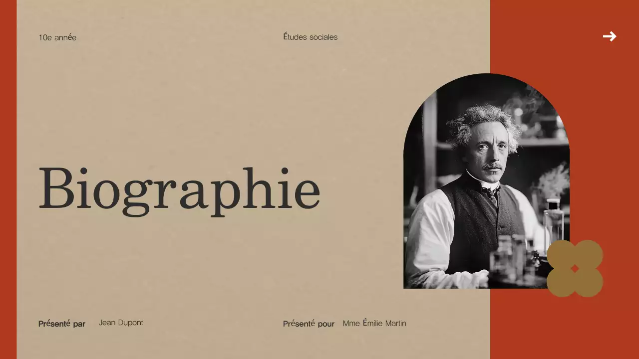 modèle de présentation de biographie vintage beige
