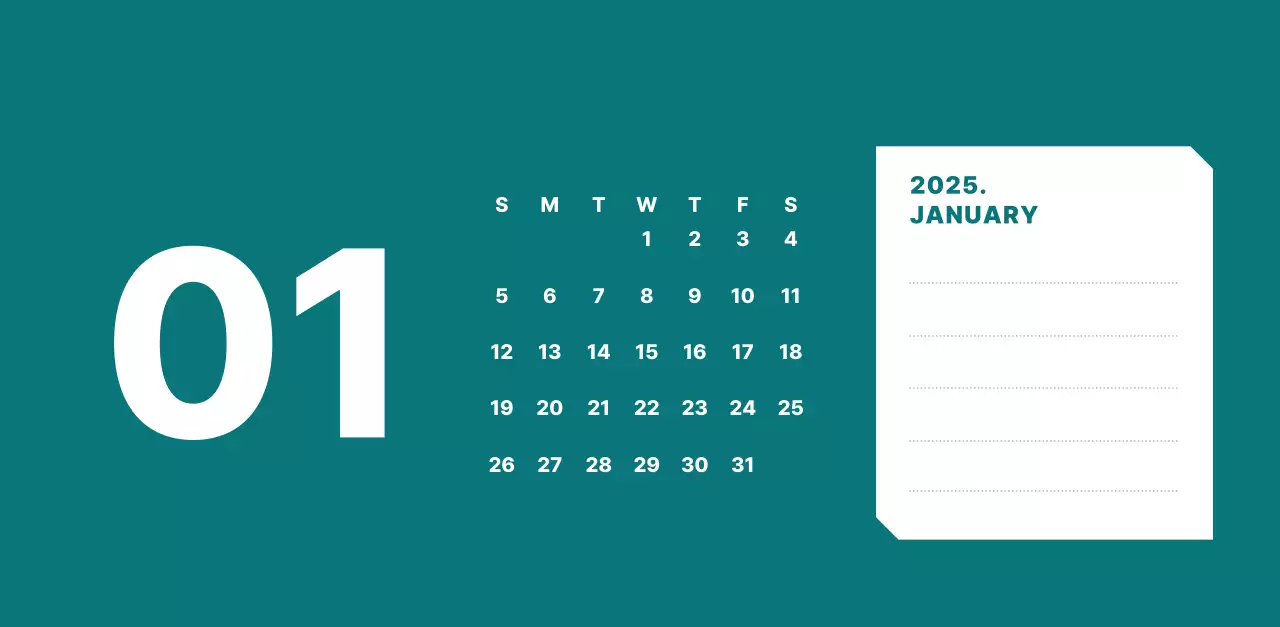 カラフルでシンプルな数字カレンダー