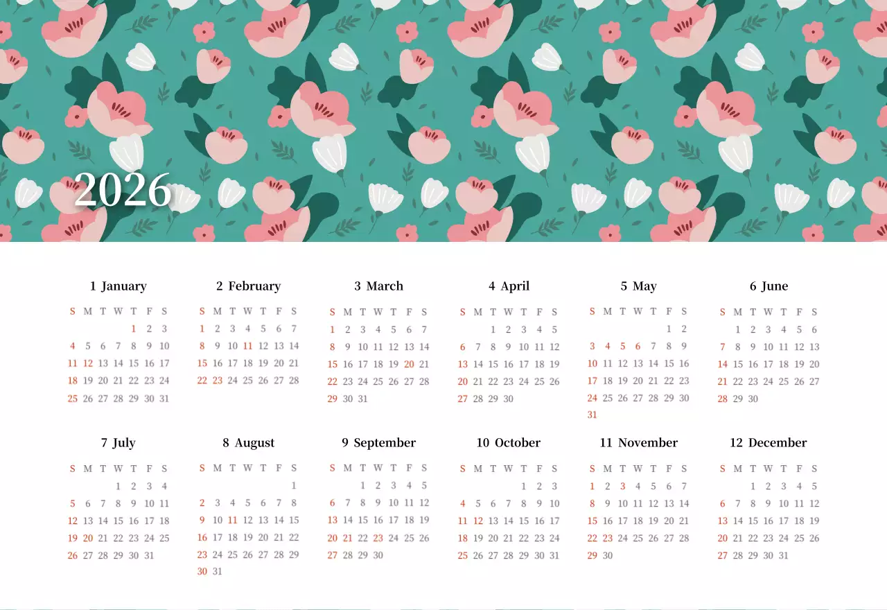 カラフルで高級感のあるフラワーカレンダー