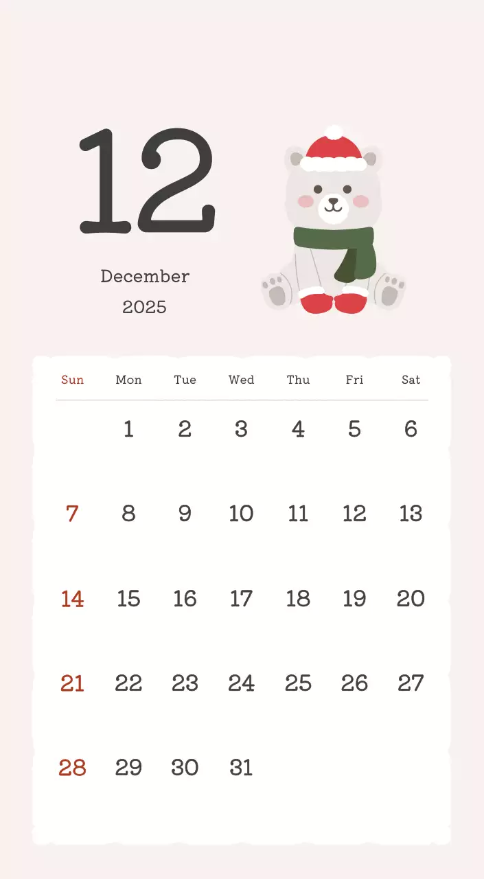 カラフルでかわいいイラストカレンダー