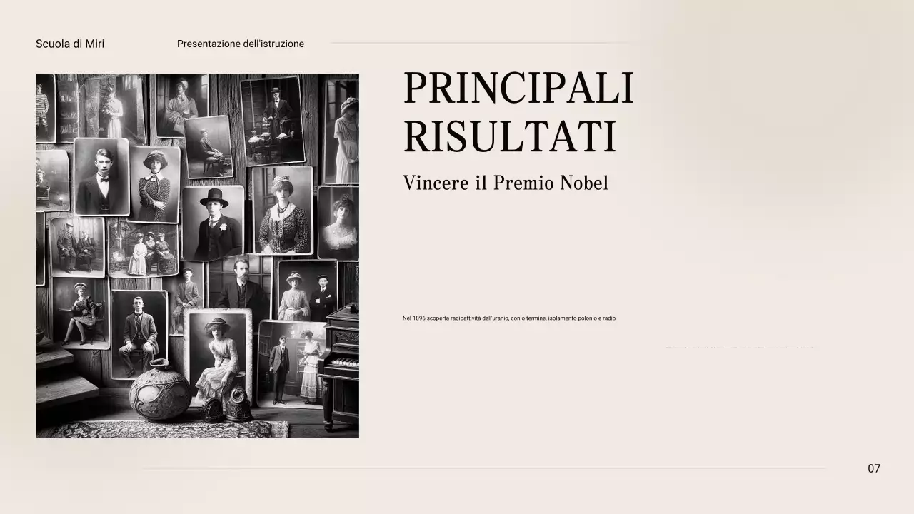 Nero e beige Vintage Minimal Esplorando la vita di Marie Curie Materiale di classe