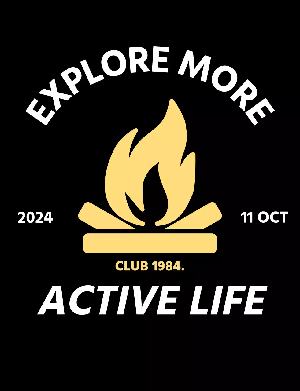 Promosi berkemah sederhana dengan ikon api unggun