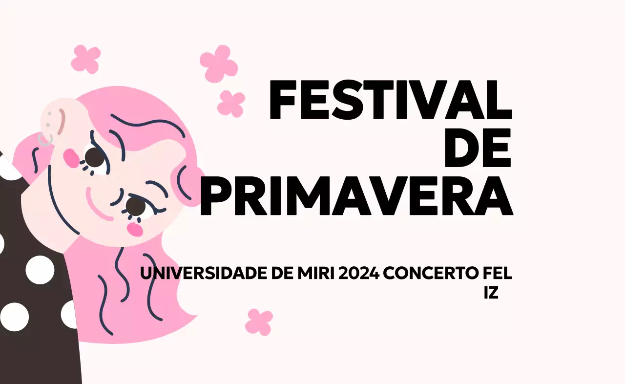Um evento de festival de primavera cor-de-rosa e giro com ilustrações engraçadas