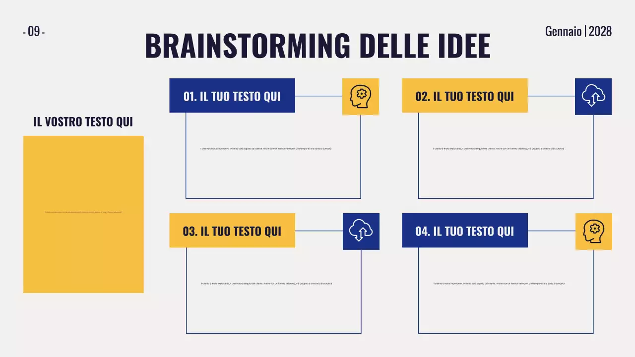 presentazione gialla di brainstorming moderno