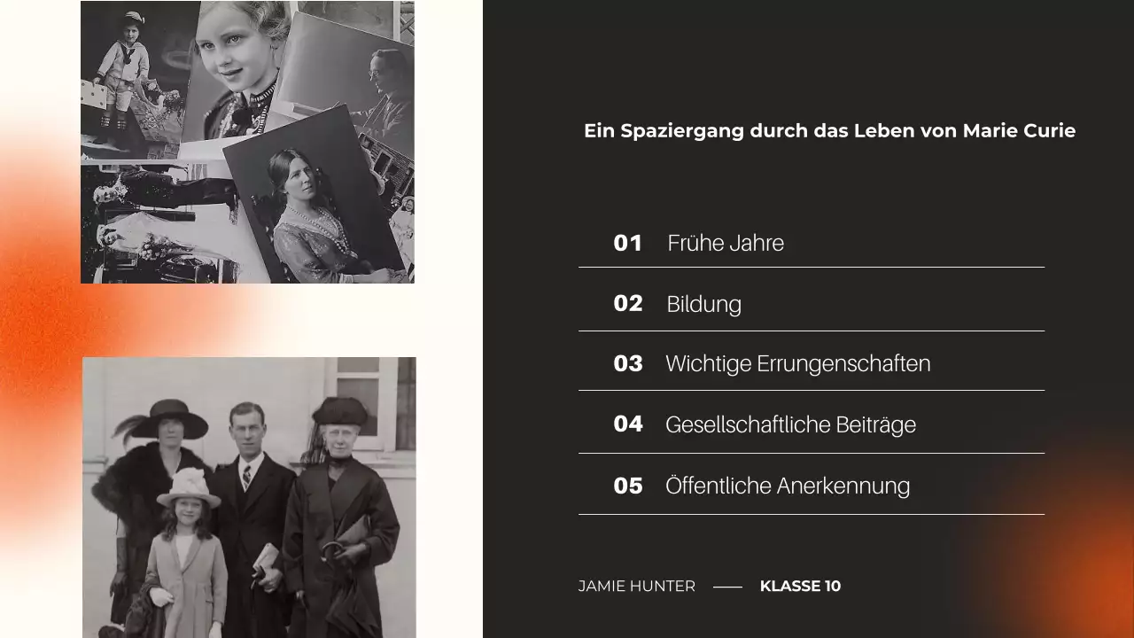 schwarz-orange moderne biographie kurs präsentation