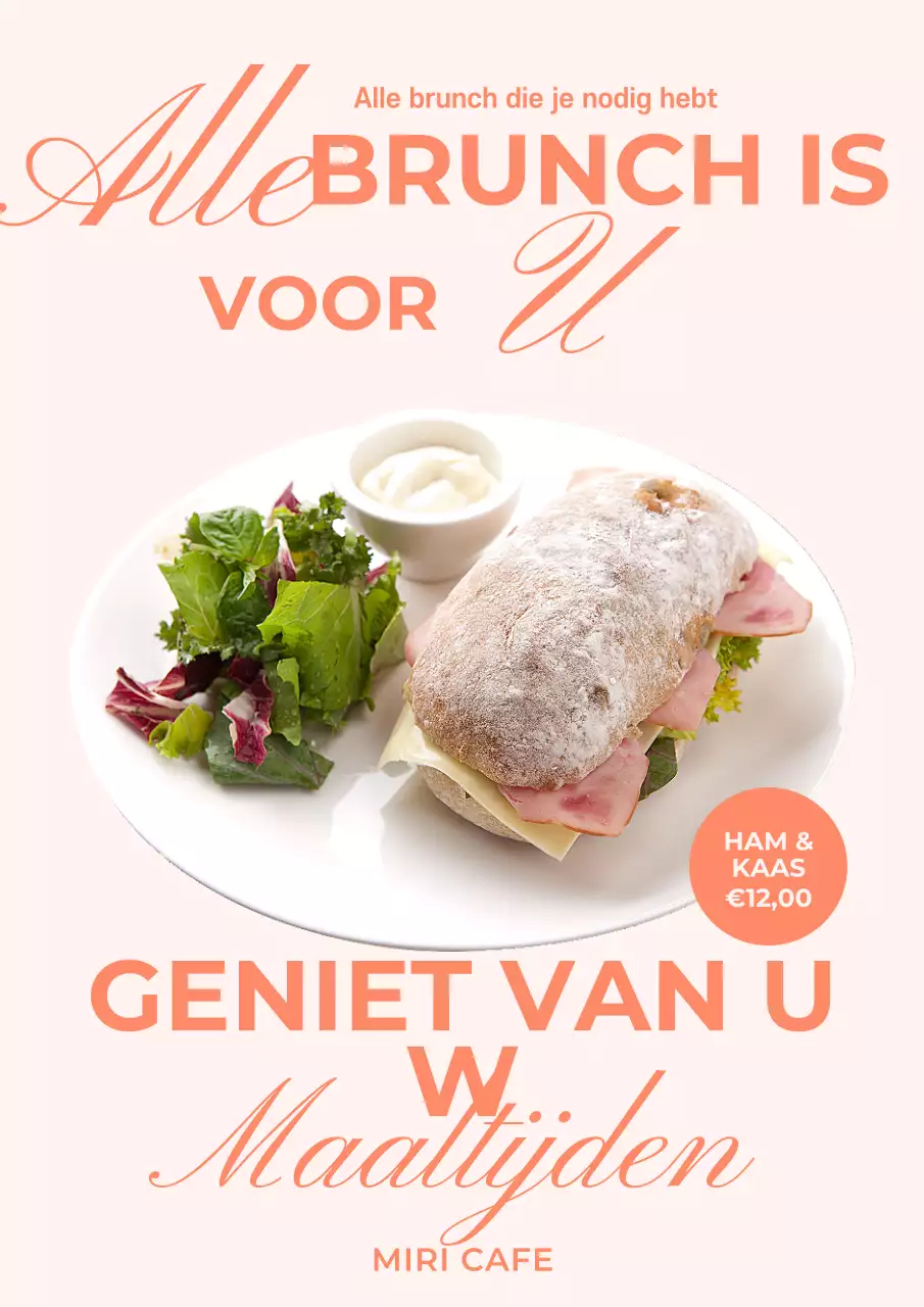 Een beige modern brunchmenu promoten