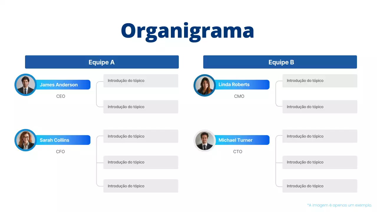 esquema de organigrama simples azul