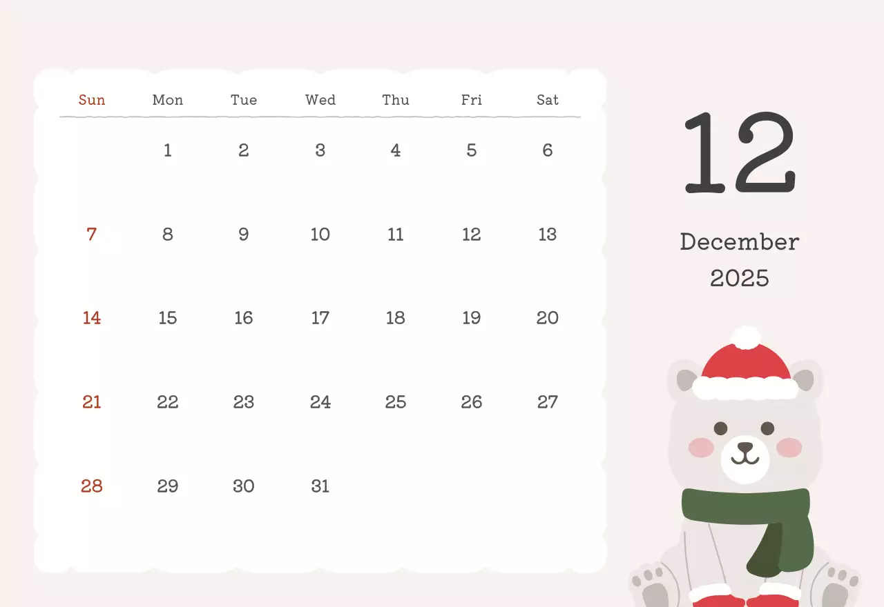 カラフルでかわいいイラストカレンダー